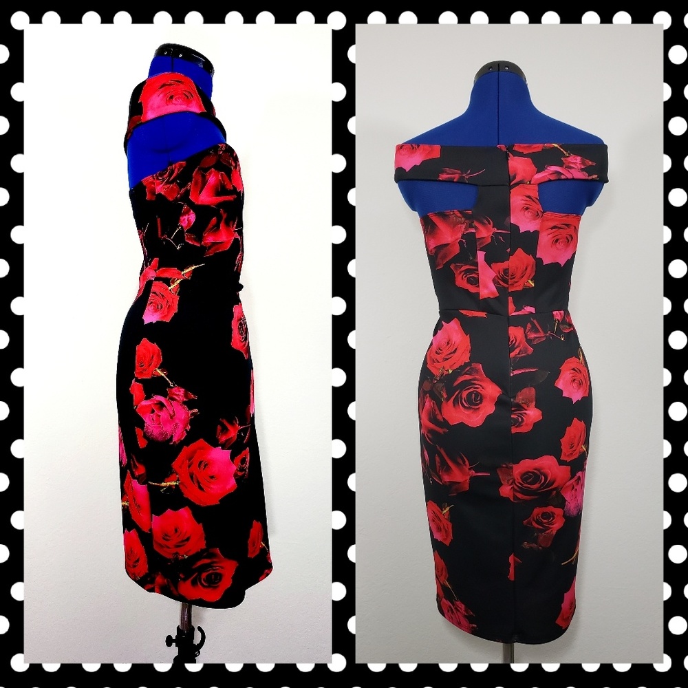 NEW sexy classy off-shoulder midi bodycon dress - Picture 4 of 5